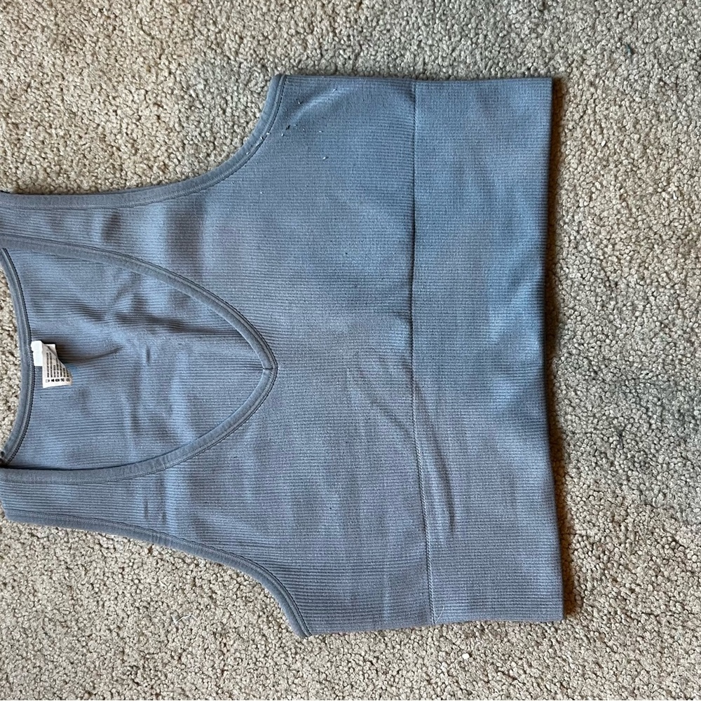 Gray Ribbed Crop Top